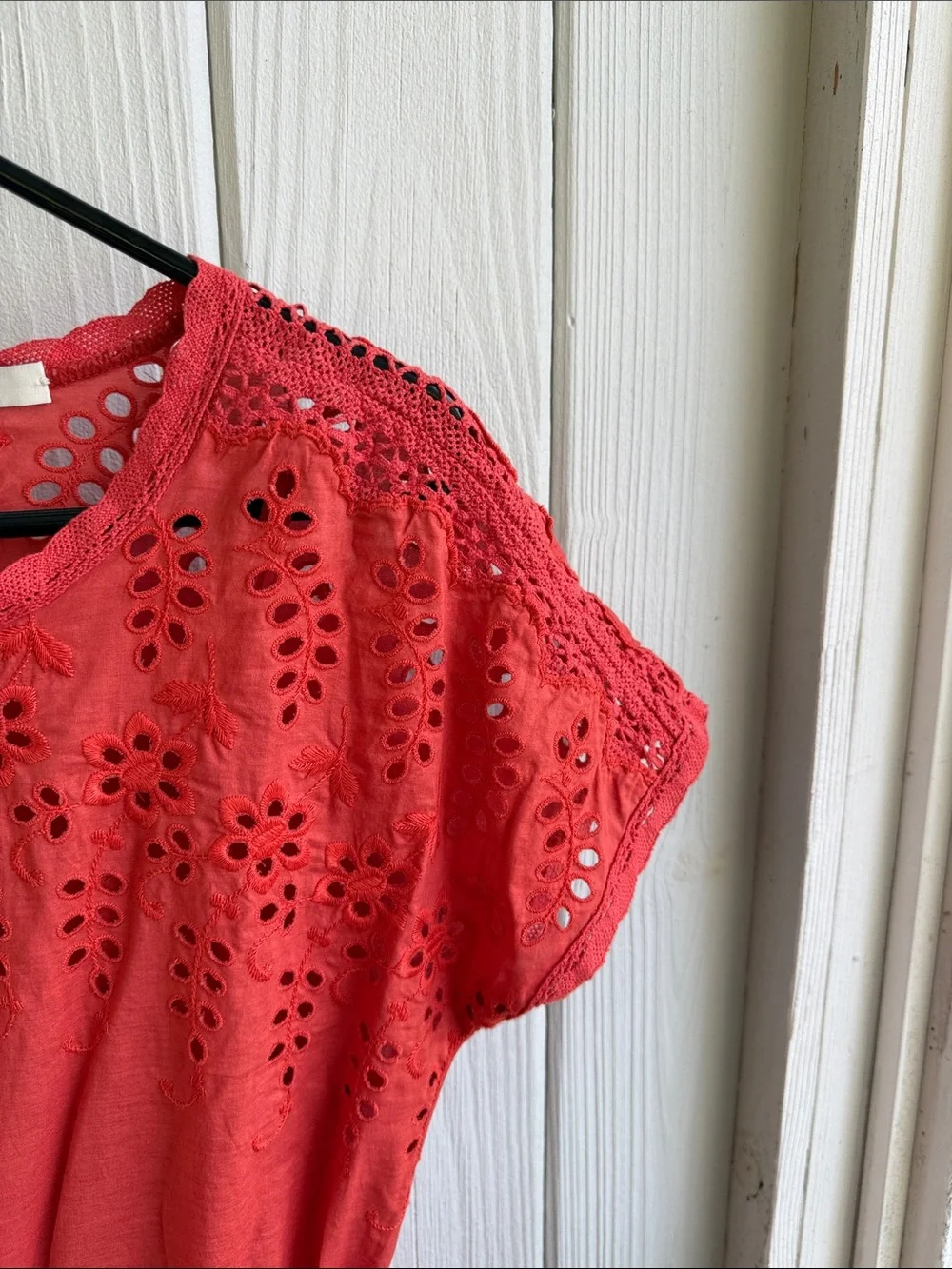 Madewell Red Eyelet Short Sleeve Romper